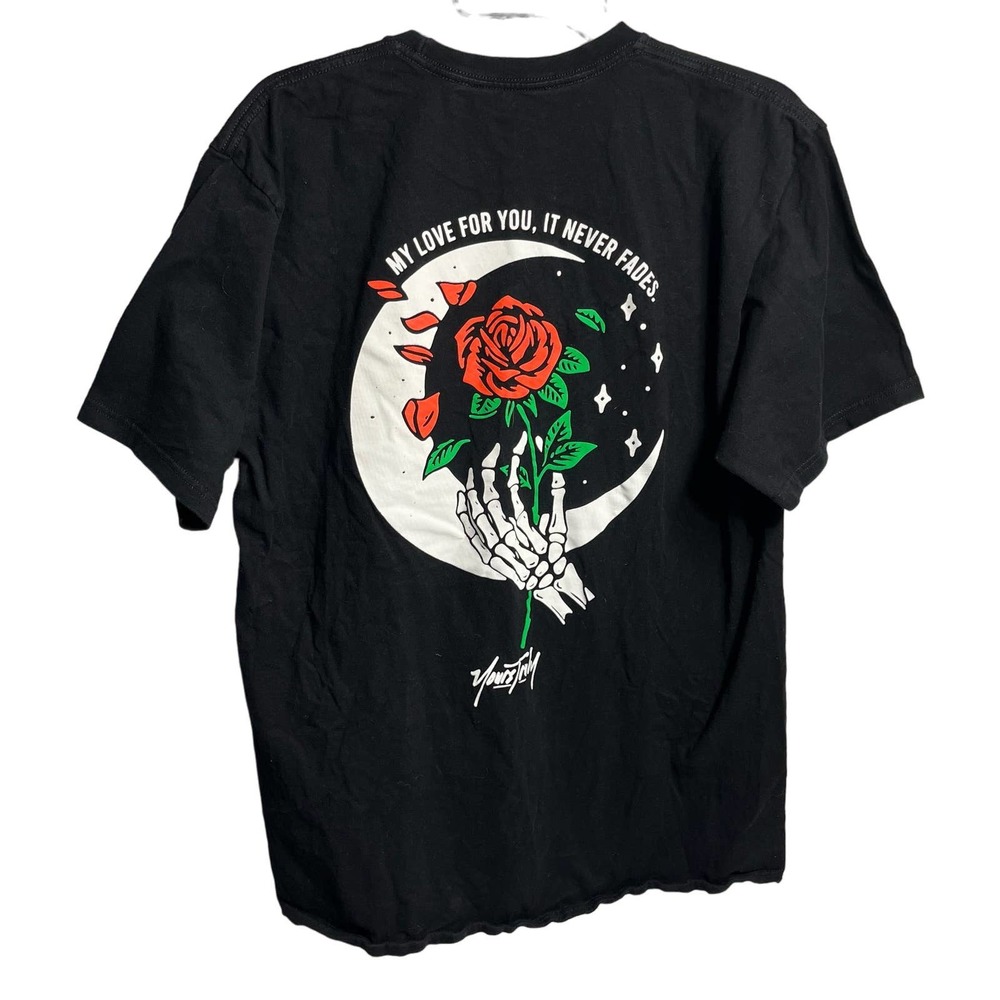 Yours Truly To The Moon Tshirt Butterfly Black 2-Sided Size Large